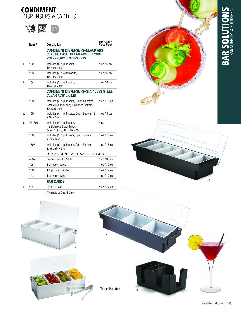 TableCraft Products 1605 Bar Condiment Holder