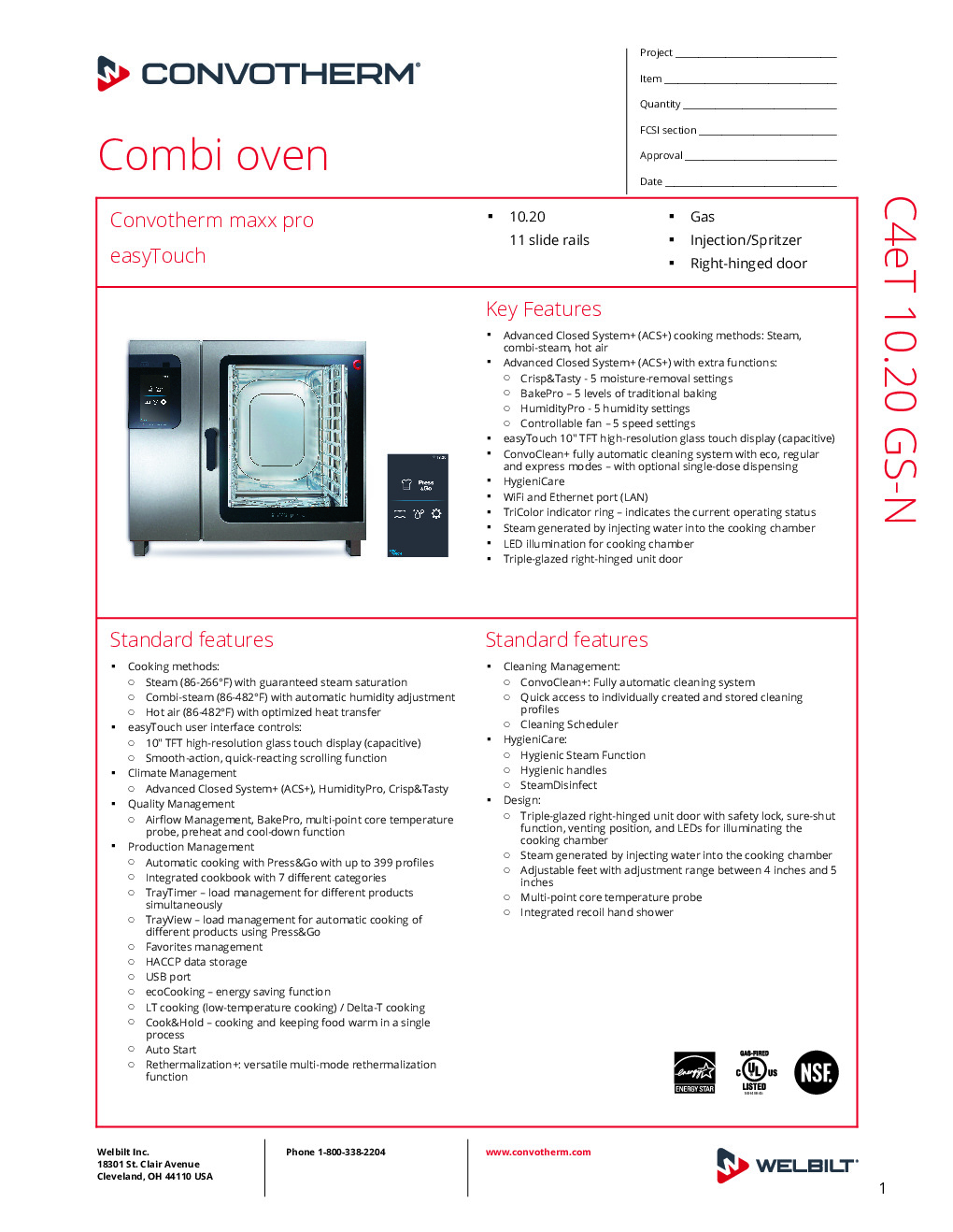 Convotherm C4 ET 10.20GS-N Gas Combi Oven