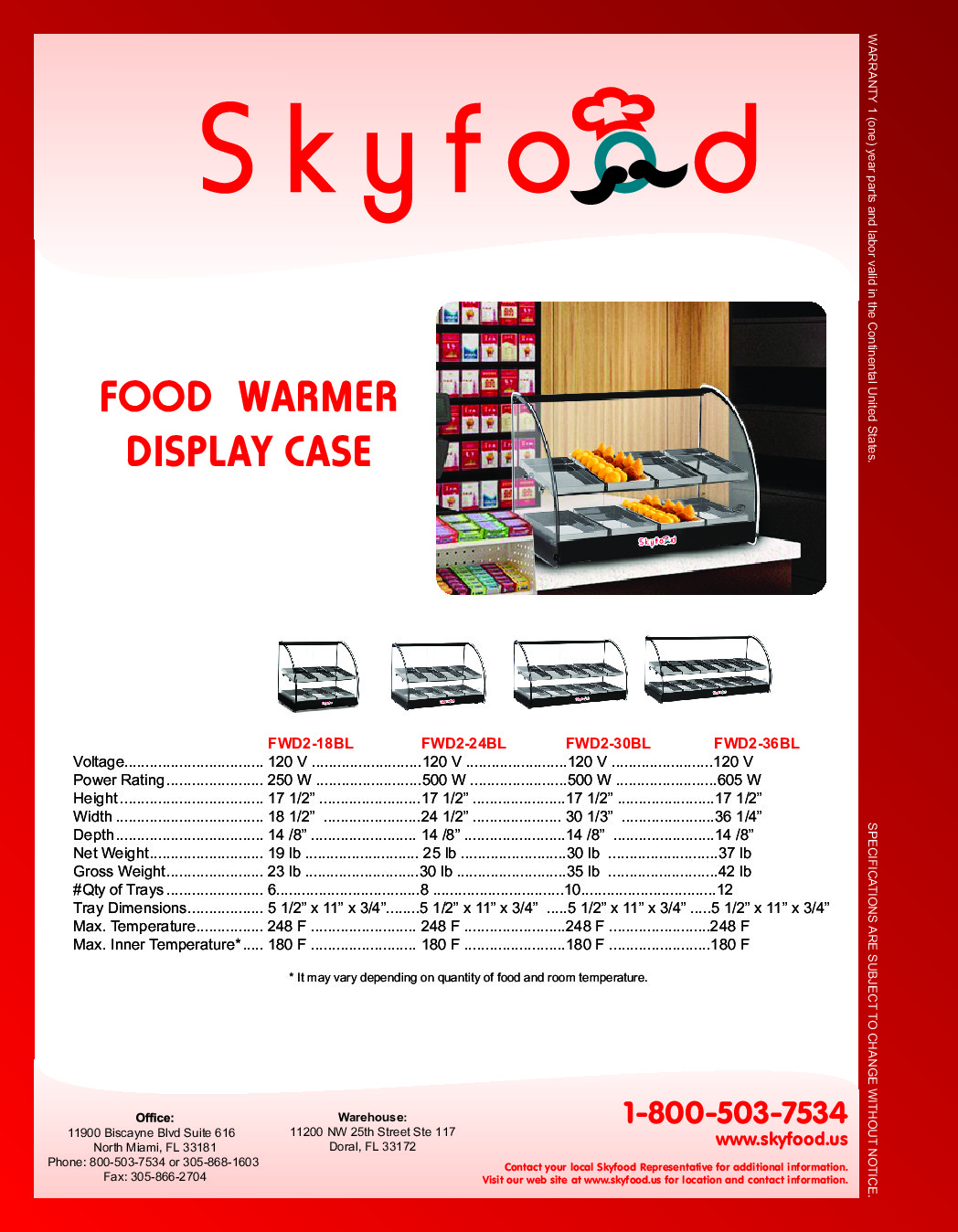 Skyfood FWD2-30BL Countertop Heated Deli Display Case