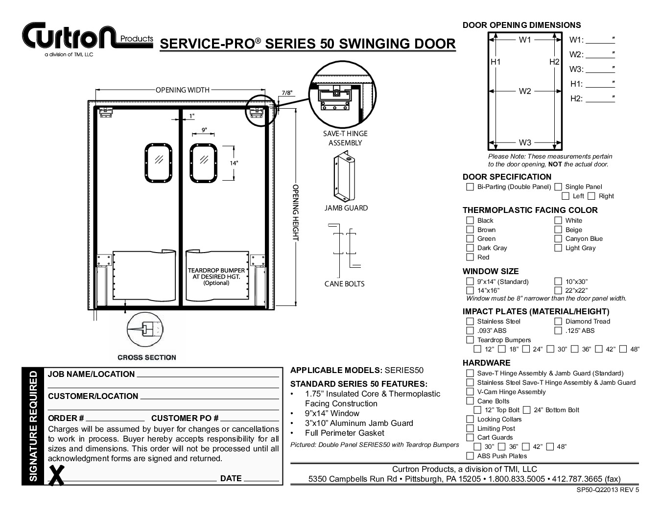 Curtron SPD-50-VCAM-3690 Kitchen Traffic Door