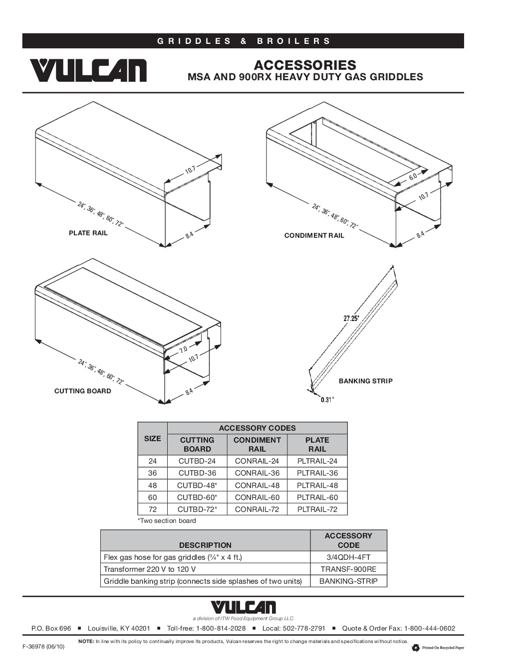 Vulcan CONRAIL-VTEC36 Condiment Shelf for Cooking Equipment