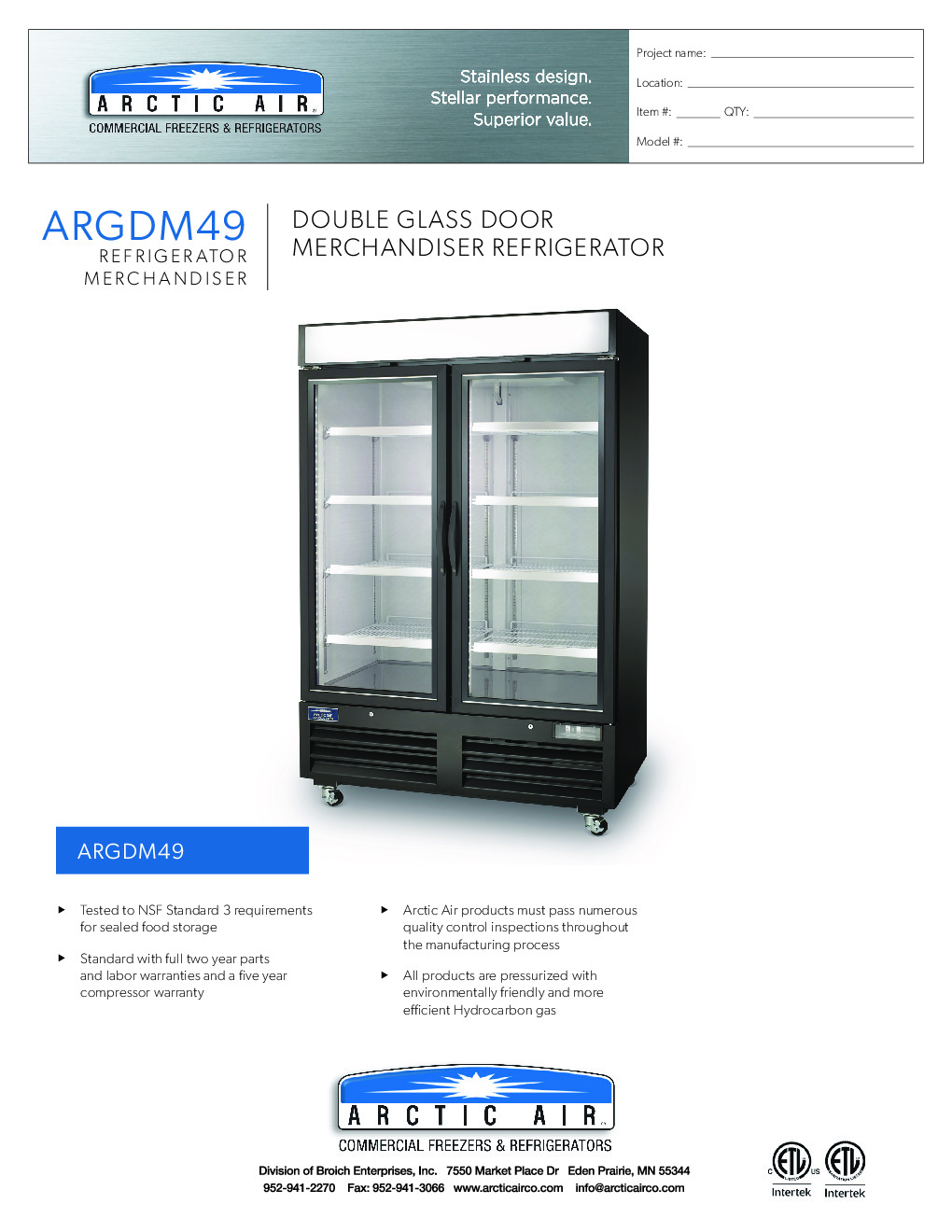 Arctic Air ARGDM49 Merchandiser Refrigerator