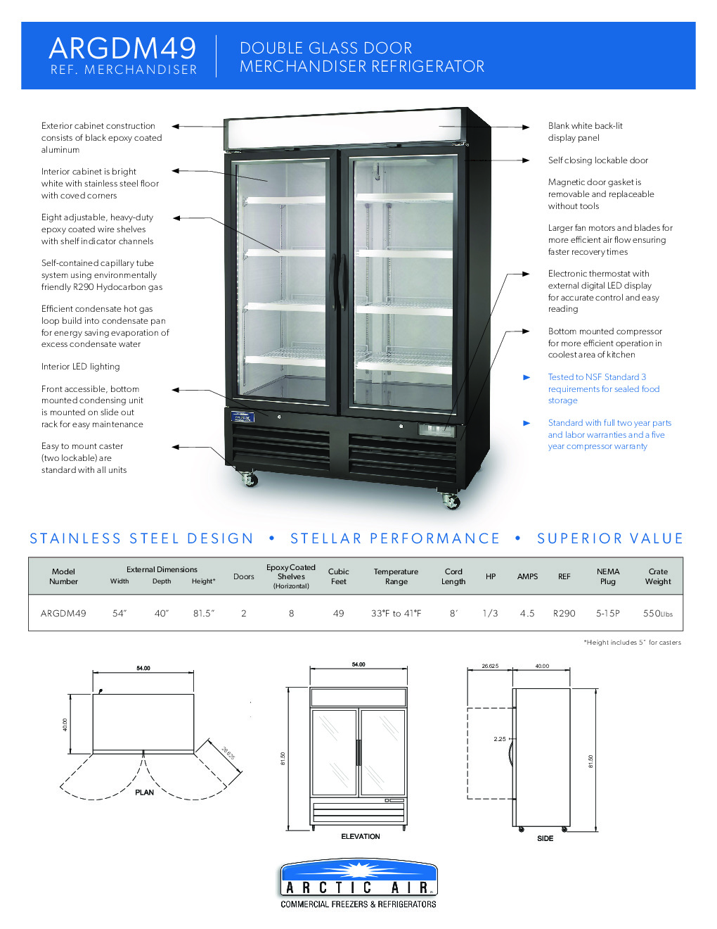 Arctic Air ARGDM49 Merchandiser Refrigerator