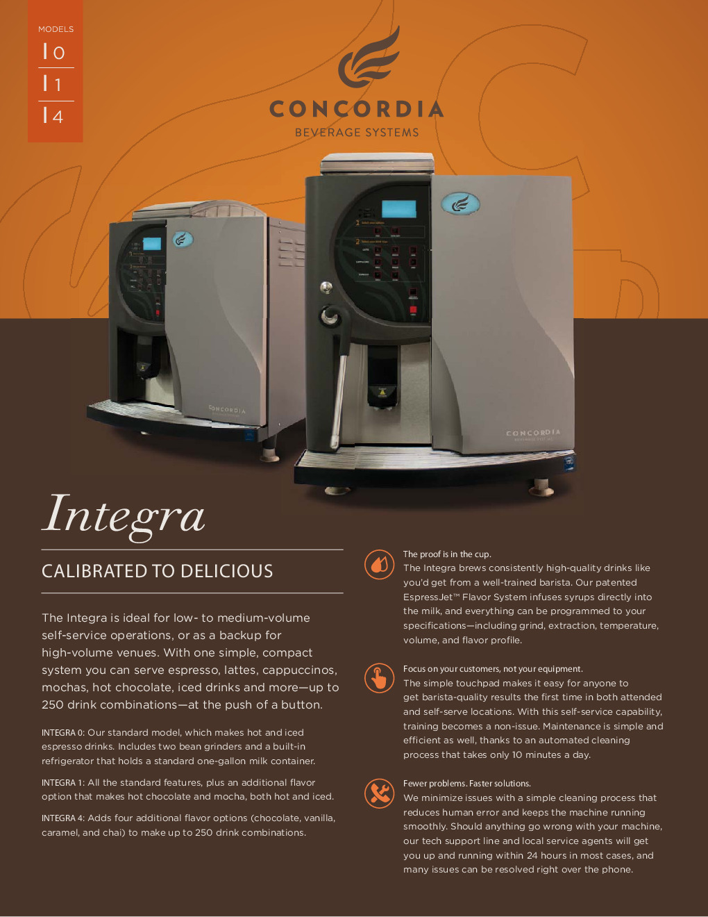 Concordia INTEGRA 4 Espresso Cappuccino Machine w/ 2 Hoppers, Superautomatic, 100 Cups/Hr.