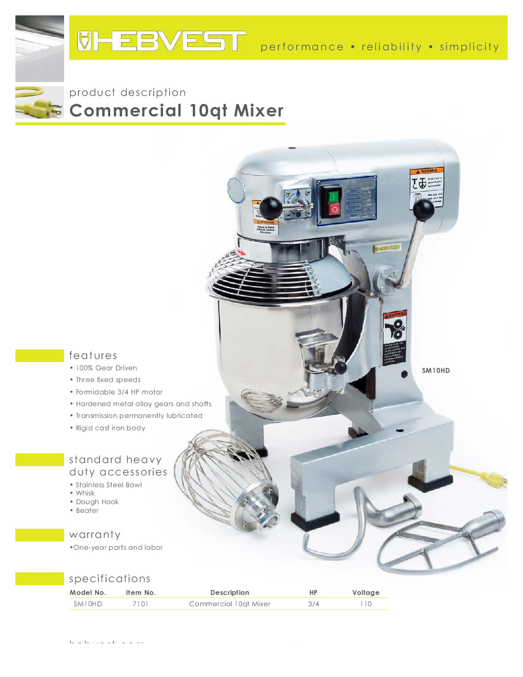 Hebvest SM10HD Planetary Mixer