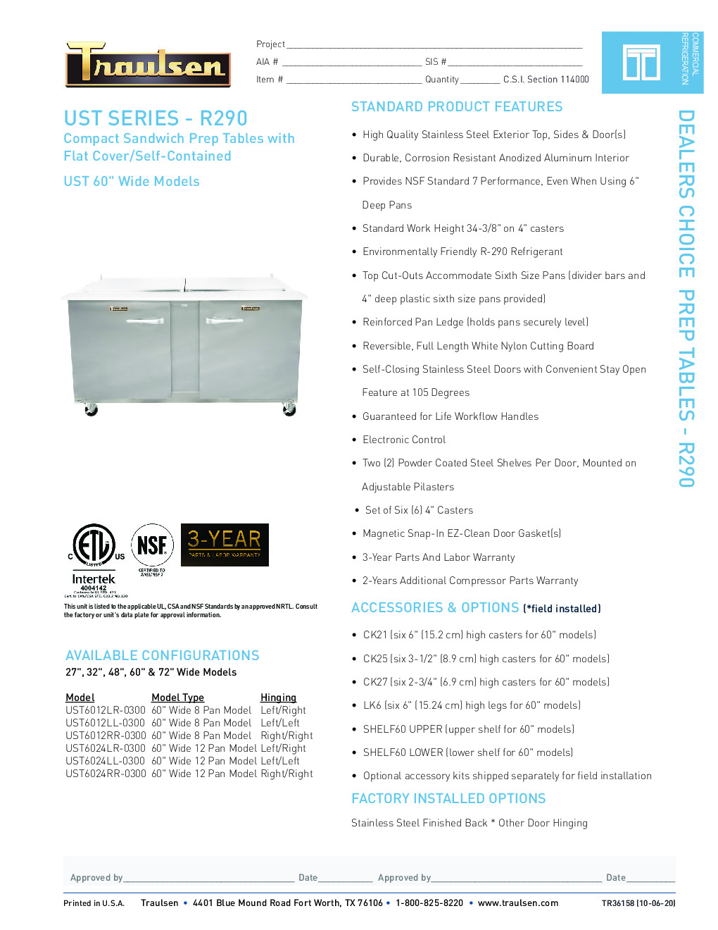 Traulsen UST6012LR-0300 Sandwich / Salad Unit Refrigerated Counter