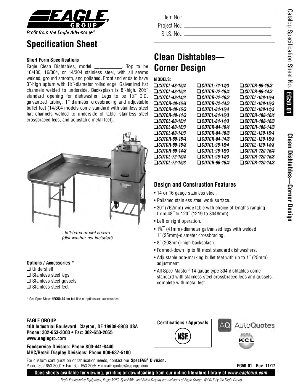 Eagle Group CDTCR-120-14/3 Clean 