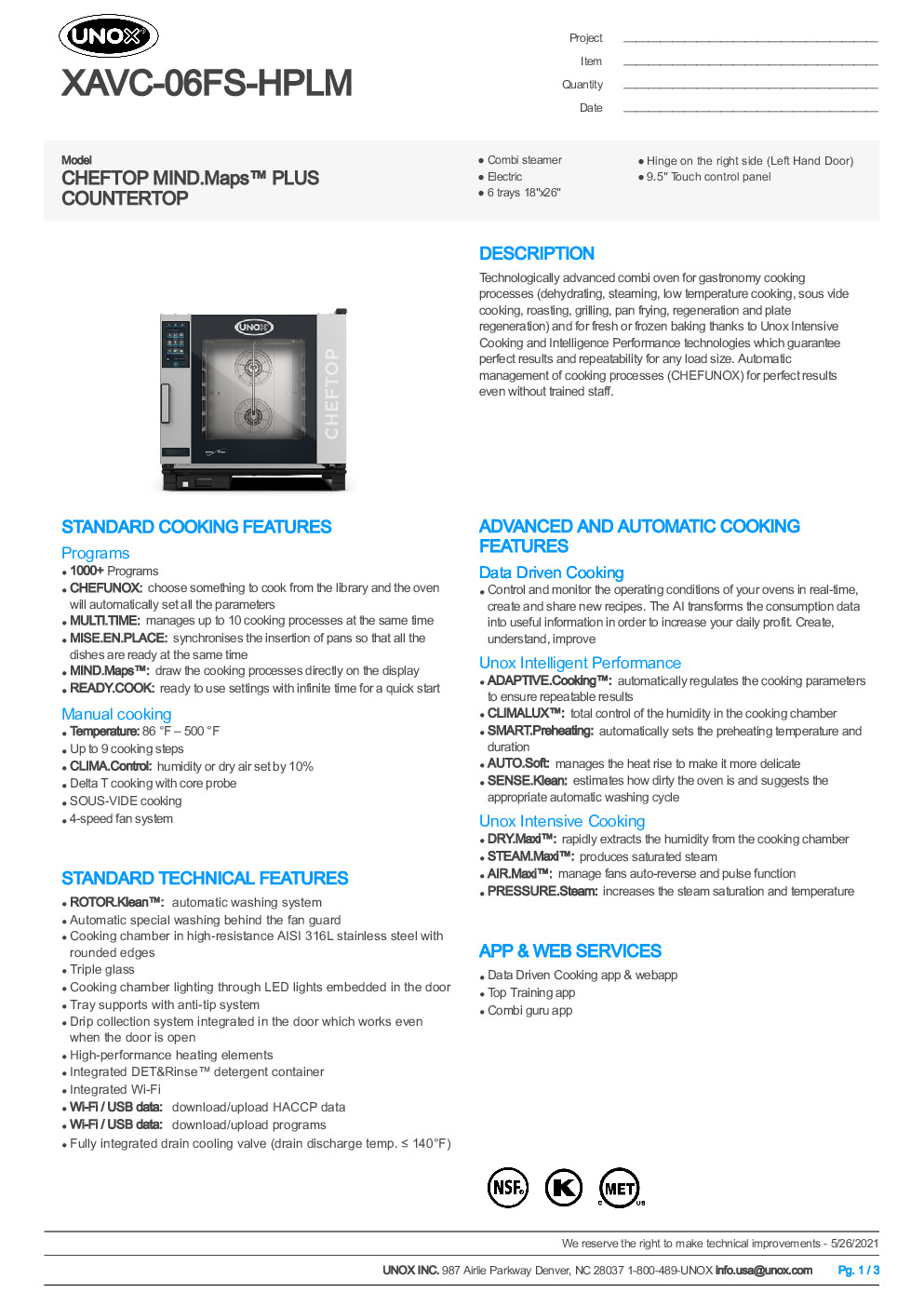 UNOX XAVC-06FS-HPLM Electric Combi Oven