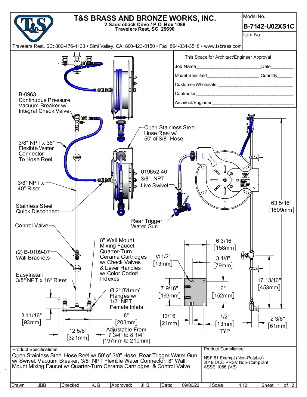 B-7142-U02XS1C Hose Reel Systems