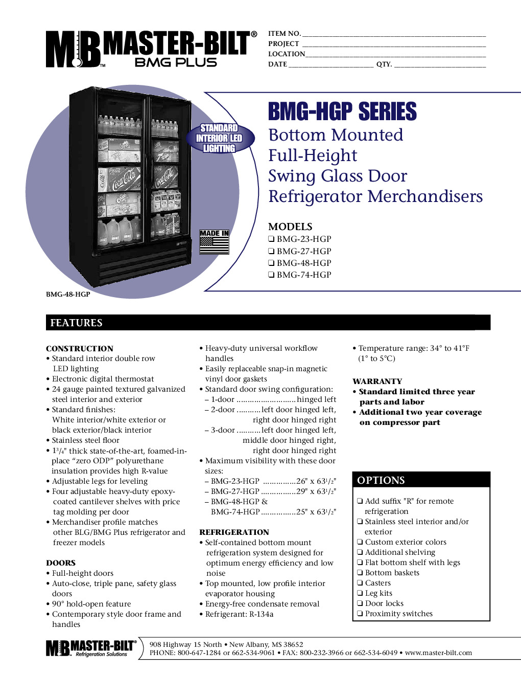 Master-Bilt BMG-27-HGP Merchandiser Refrigerator