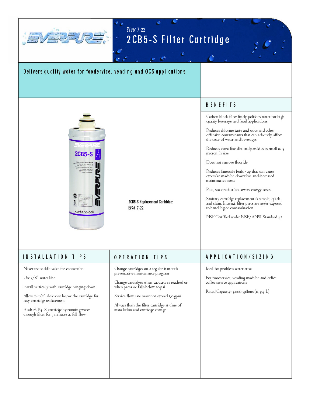Everpure EV961722 Cartridge Water Filtration System