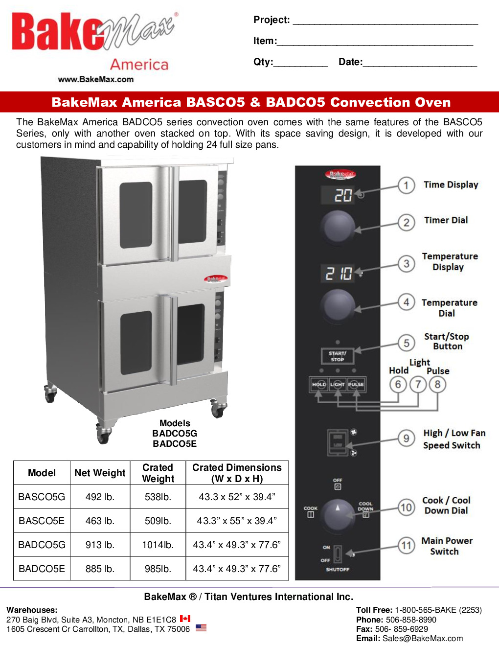 BakeMax BADCO5E Electric Convection Oven