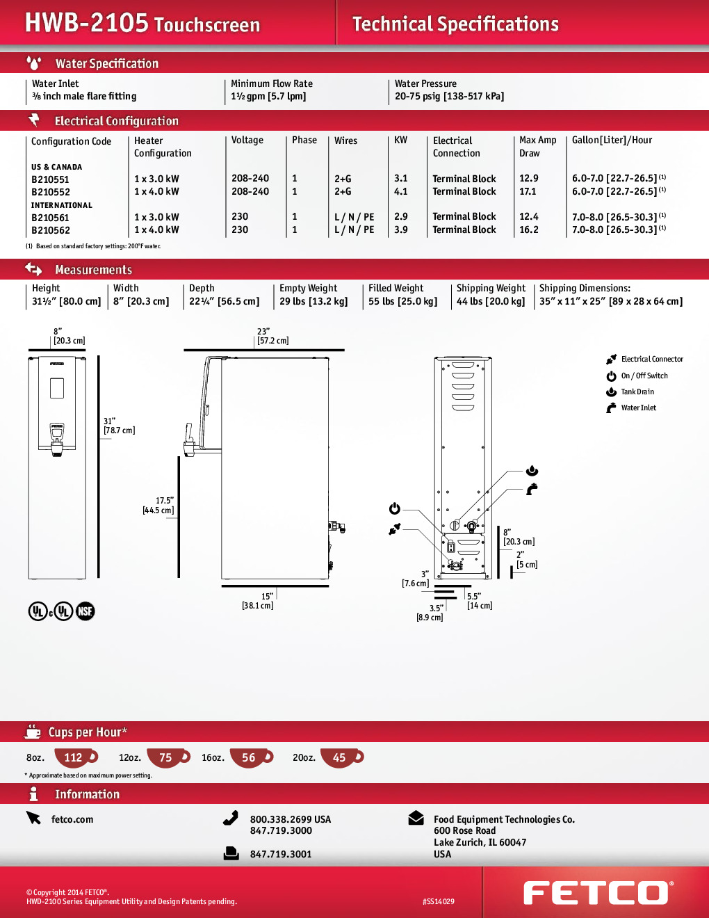 FETCO HWB-2105 (B210552) Hot Water Dispenser