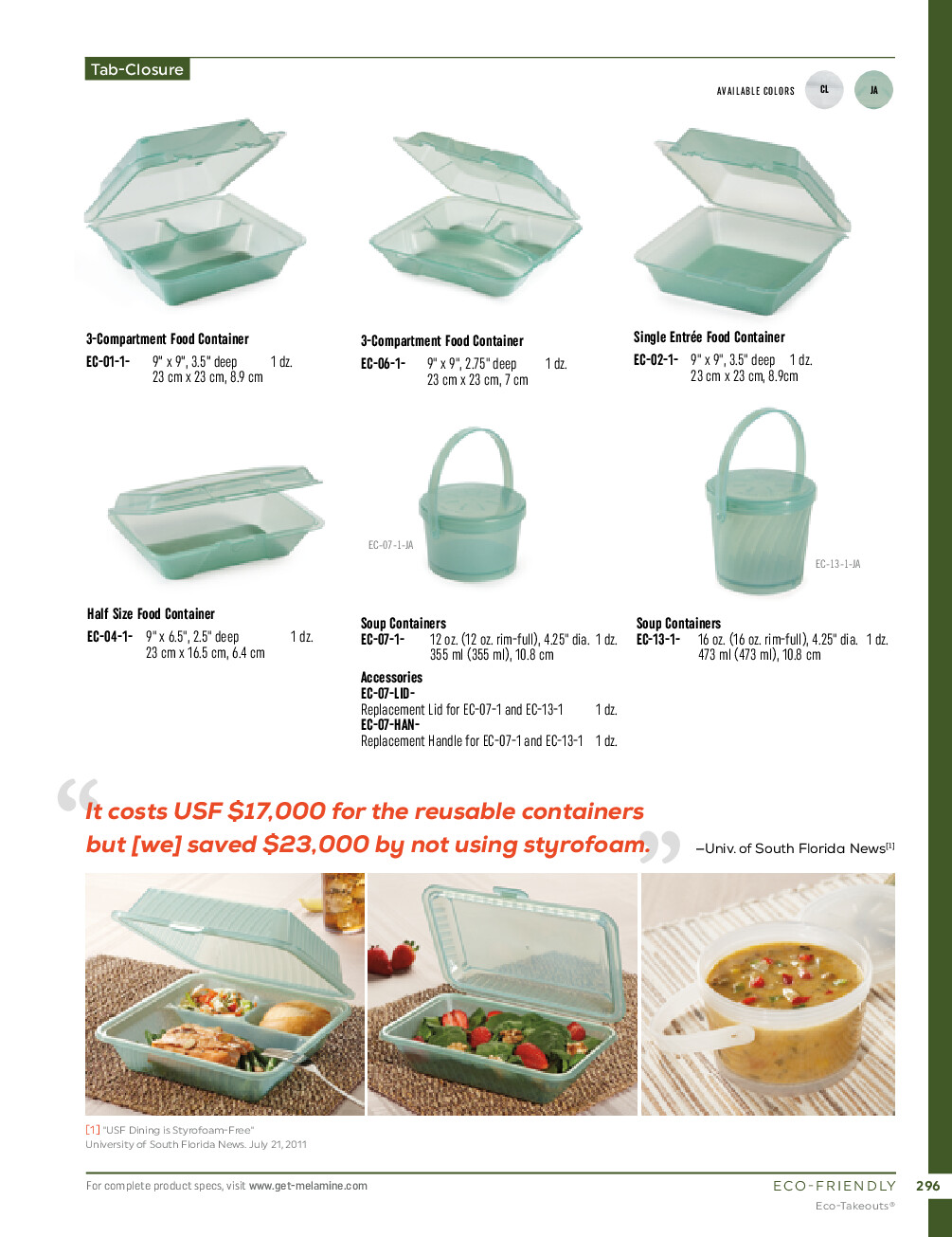 Get Ec-07-1-cl Plastic Carry Take Out Container