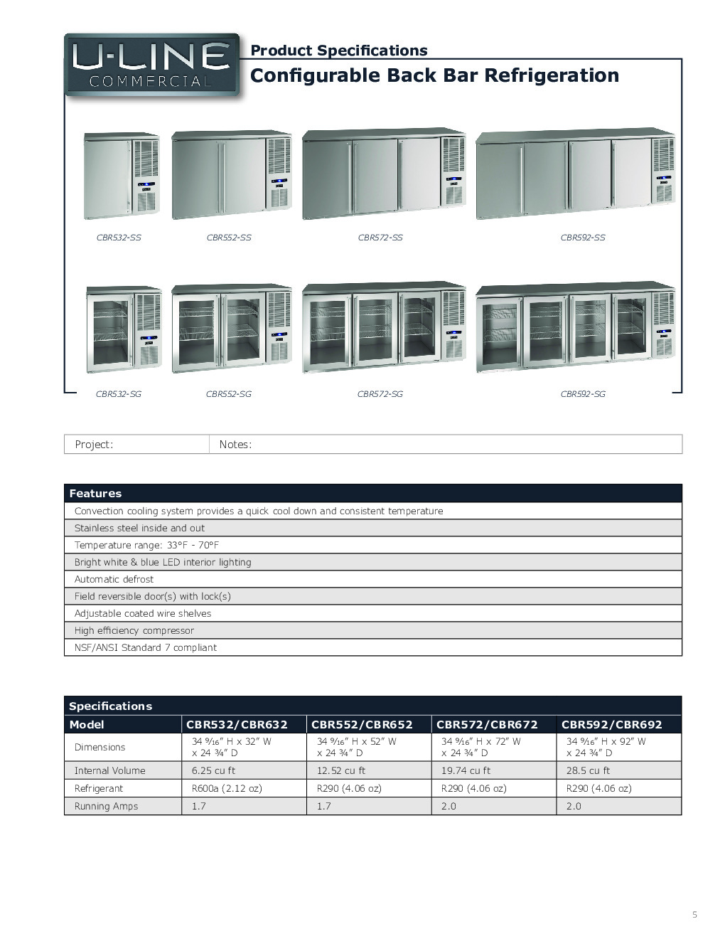 U-Line UCBR552-SG01A Refrigerated Back Bar Cabinet