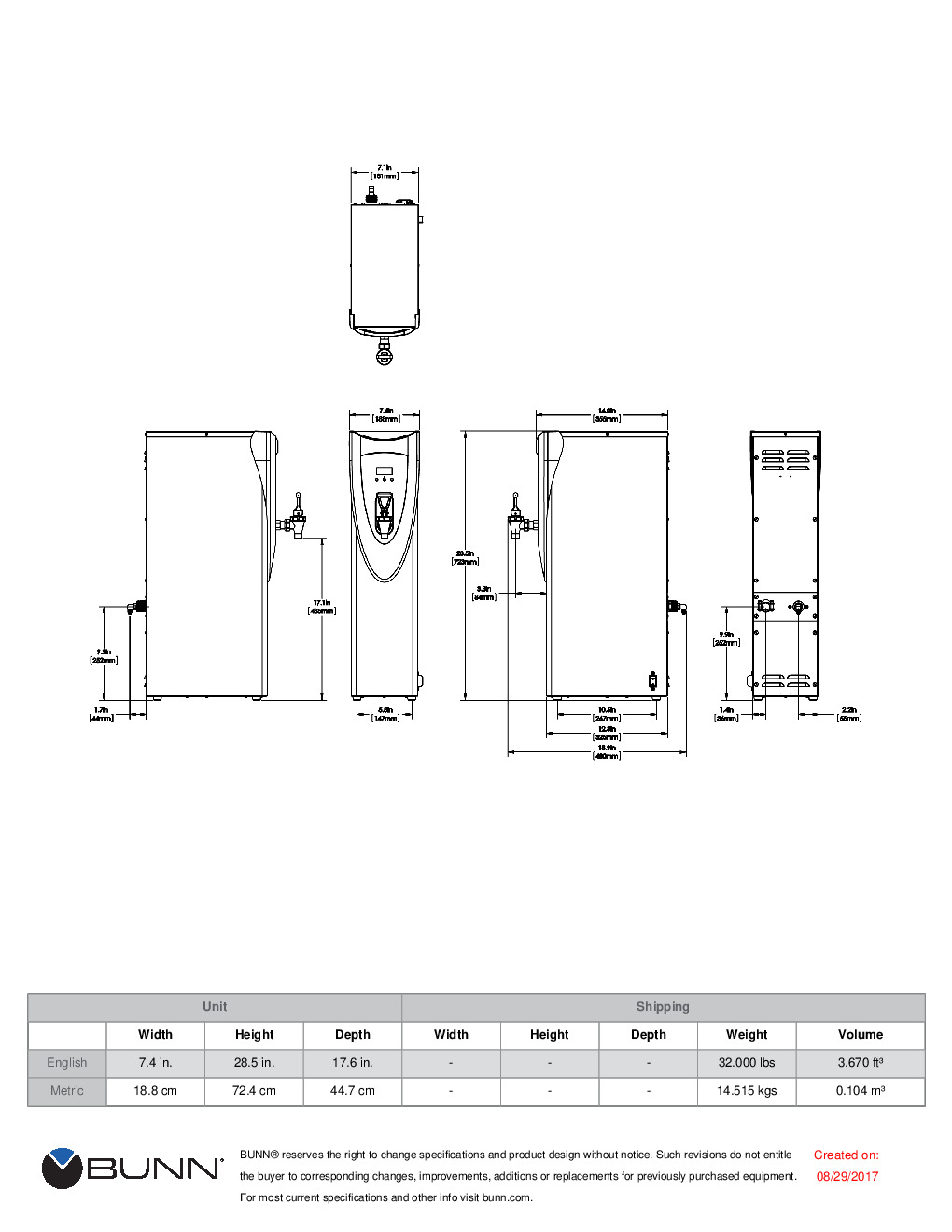 Bunn H5X Element Stainless 5 Gallon 240V Hot Water Dispenser 43600.0003