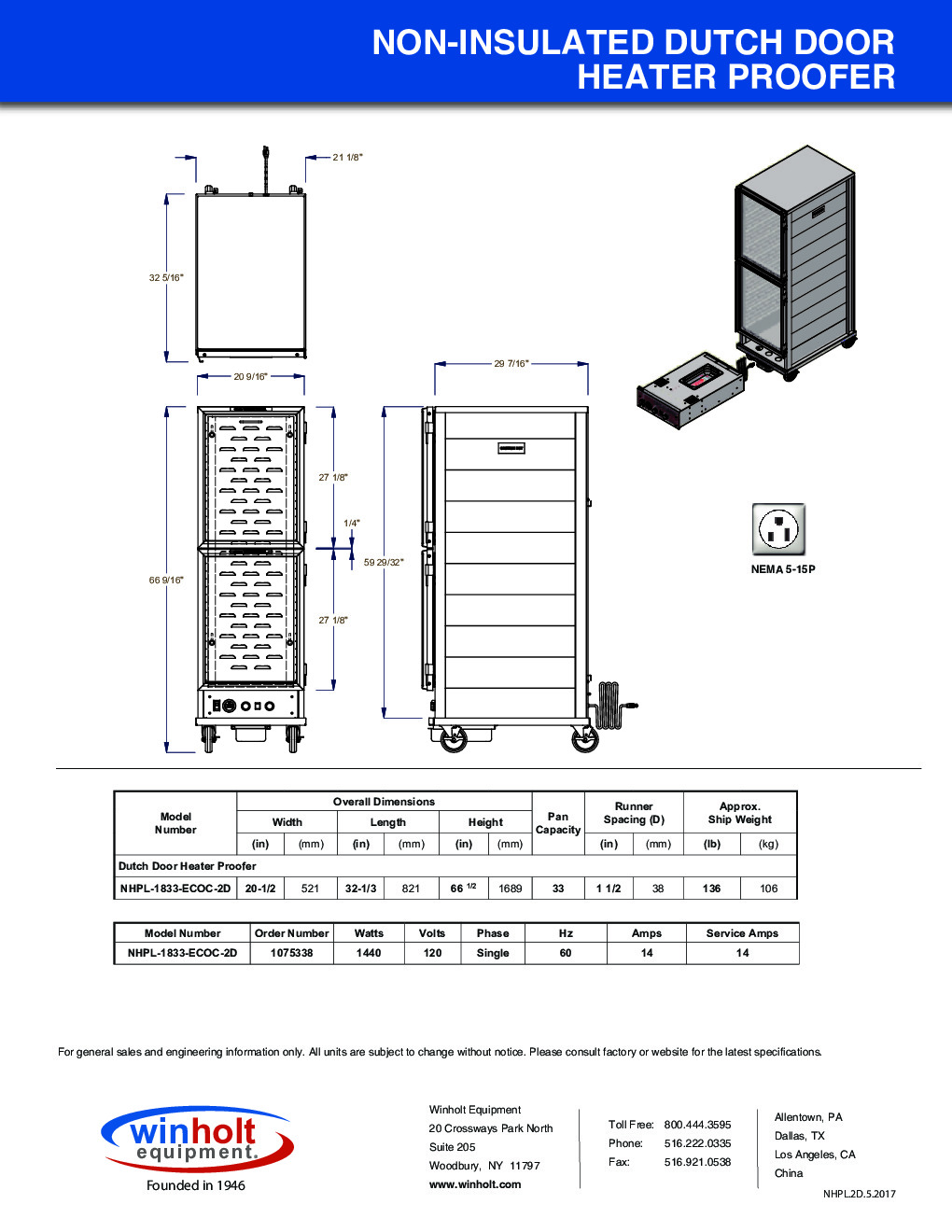 Winholt NHPL-1833-ECOC-2D Mobile Proofer Cabinet