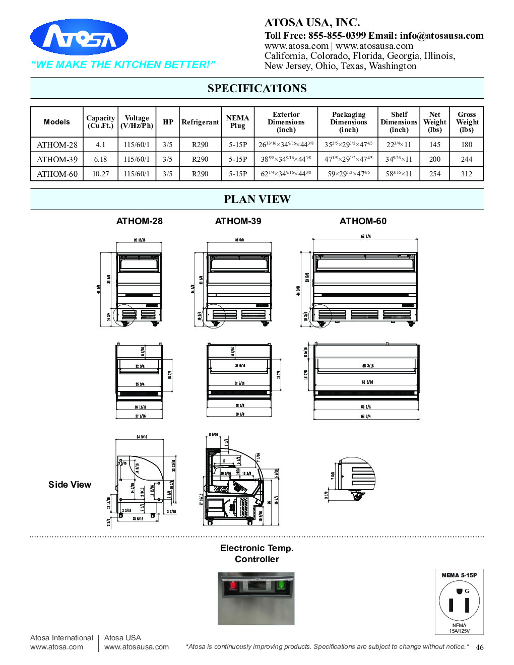 Atosa USA ATHOM-60 Open Refrigerated Display Merchandiser