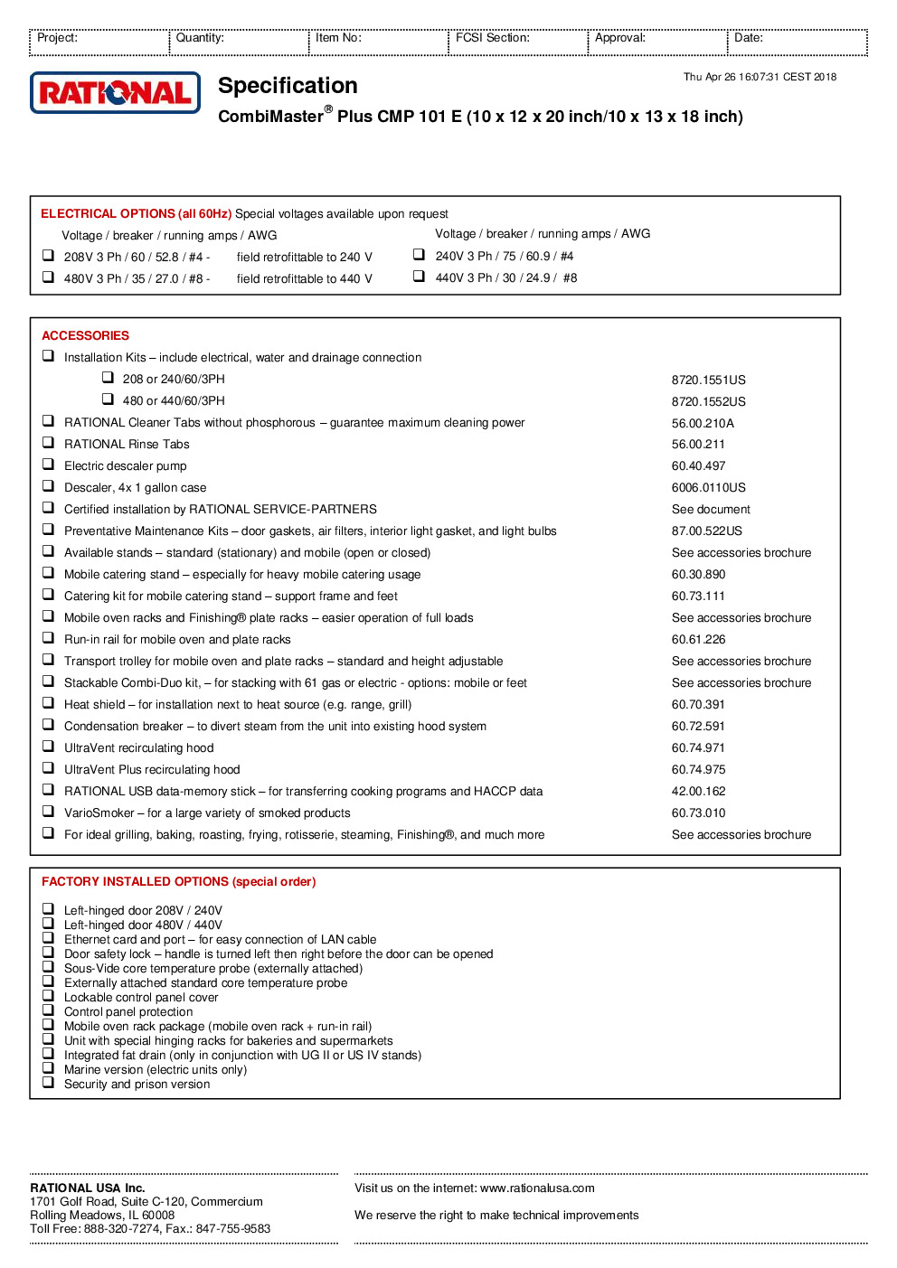 Rational B119106.12.202 Commercial Glass & Restaurant Supply