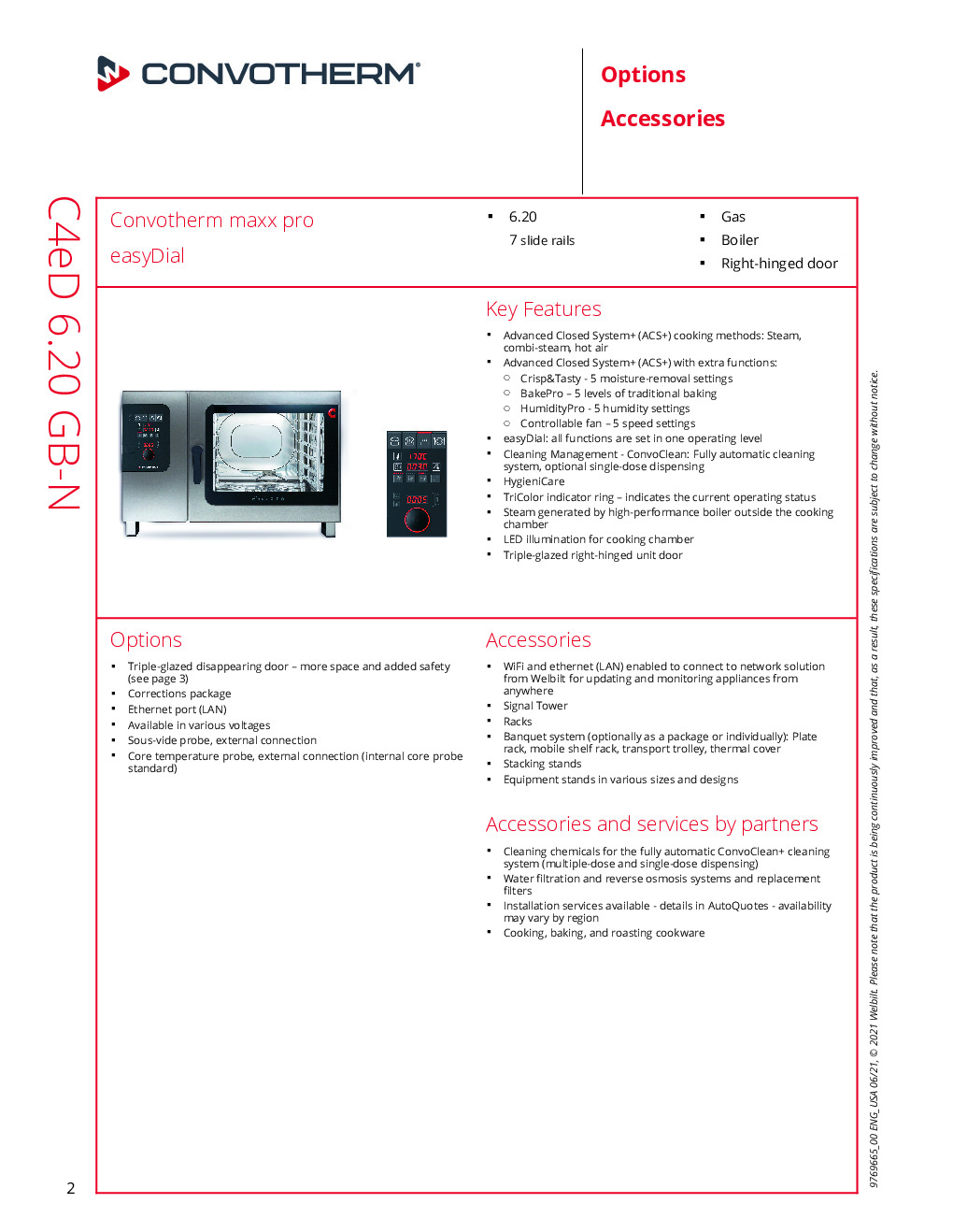 Convotherm C4 ED 6.20GB-N Full Size Gas Combi Oven with easyDial Controls