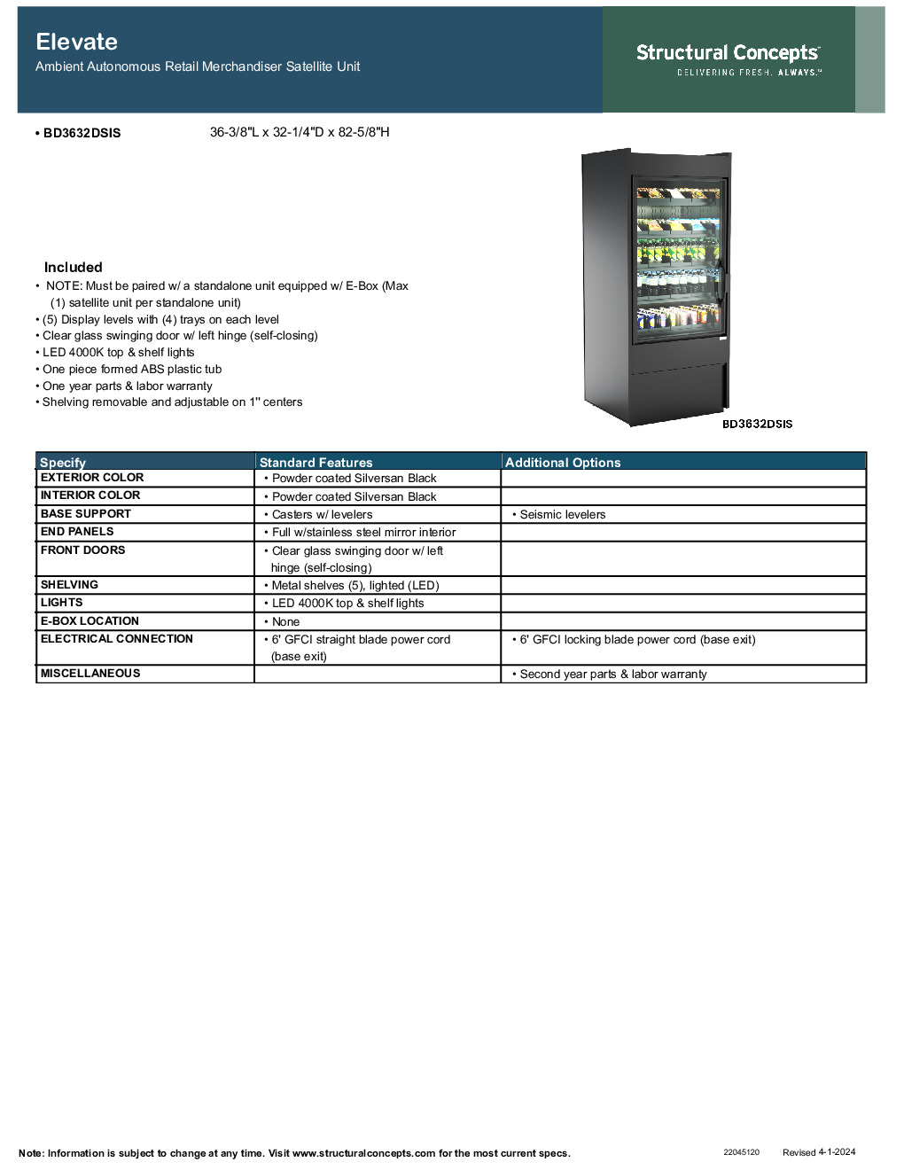 Structural Concepts BD3632DSIS Self-Serve Non-Refrigerated Display Case