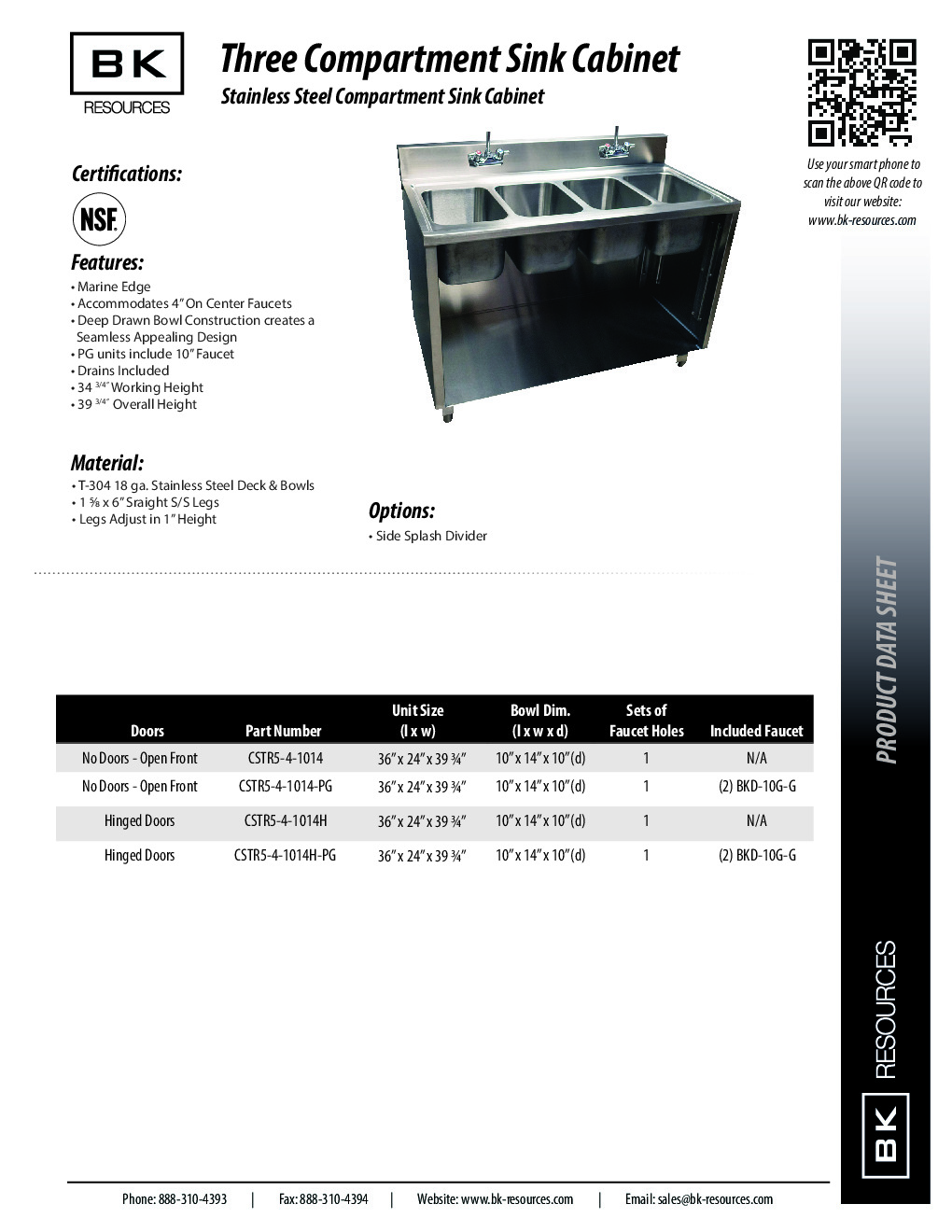 BK Resources CSTR5-4-1014 (4) Four Compartment Sink