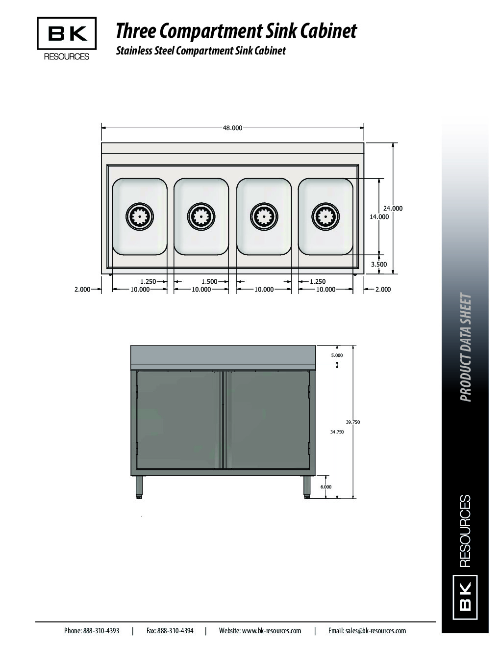 BK Resources CSTR5-4-1014H (4) Four Compartment Sink