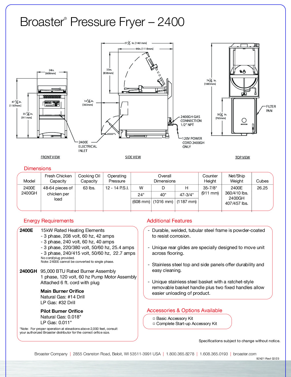 Broaster 85890 2400 Series Electric Pressure Fryer w/ Temp-N-Time  Controller, Built-In Filter