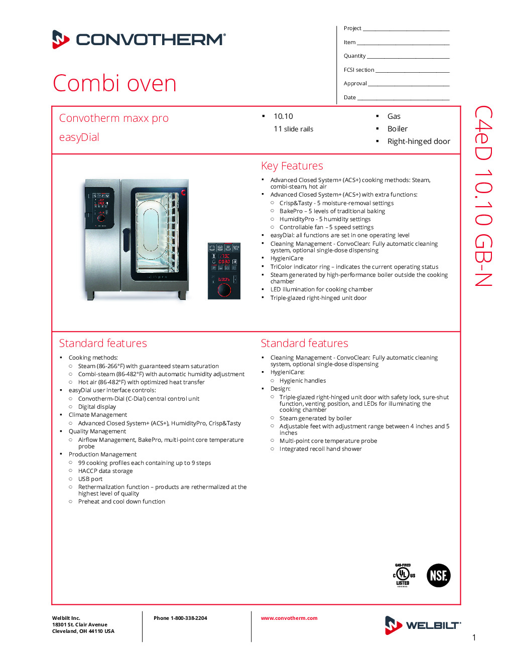 Convotherm C4 ED 10.10GB-N Half Size Gas Combi Oven with Steam Generator