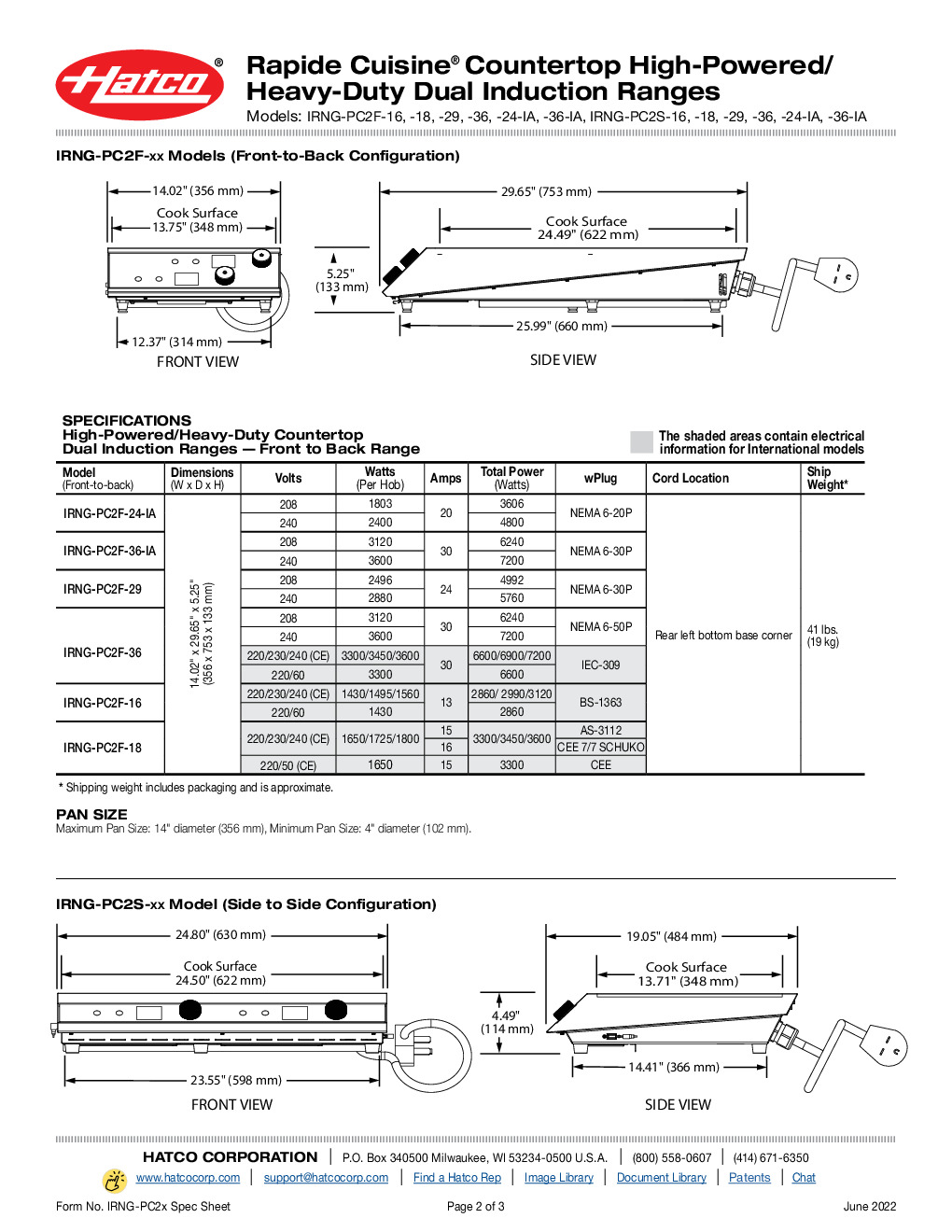 Hatco IRNG-PC2F-18-QS Countertop Induction Range