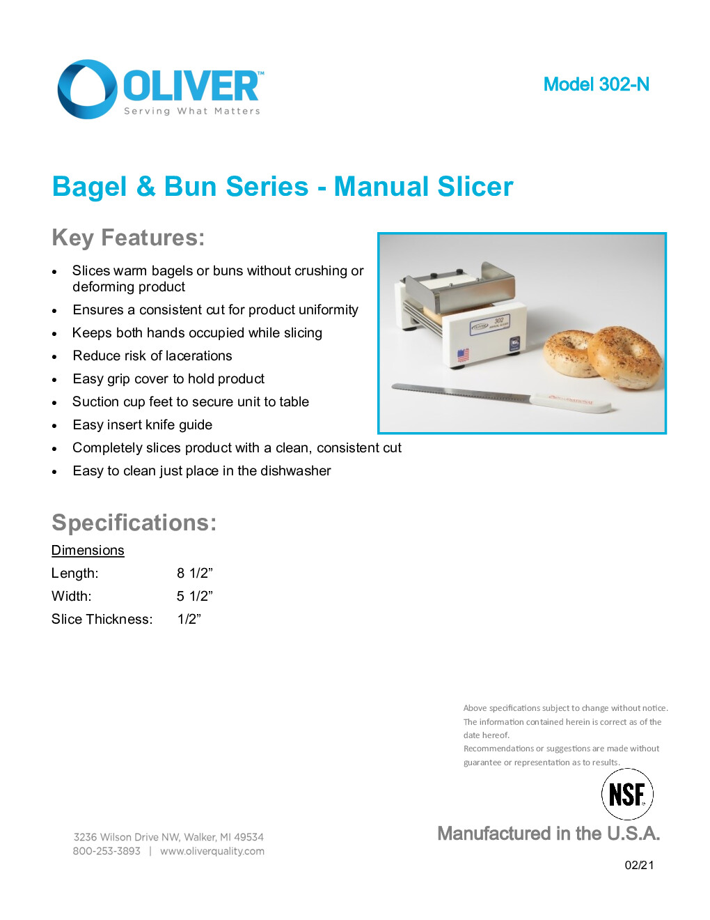 Oliver 302-N Bagel & Bun Manual Slicer —