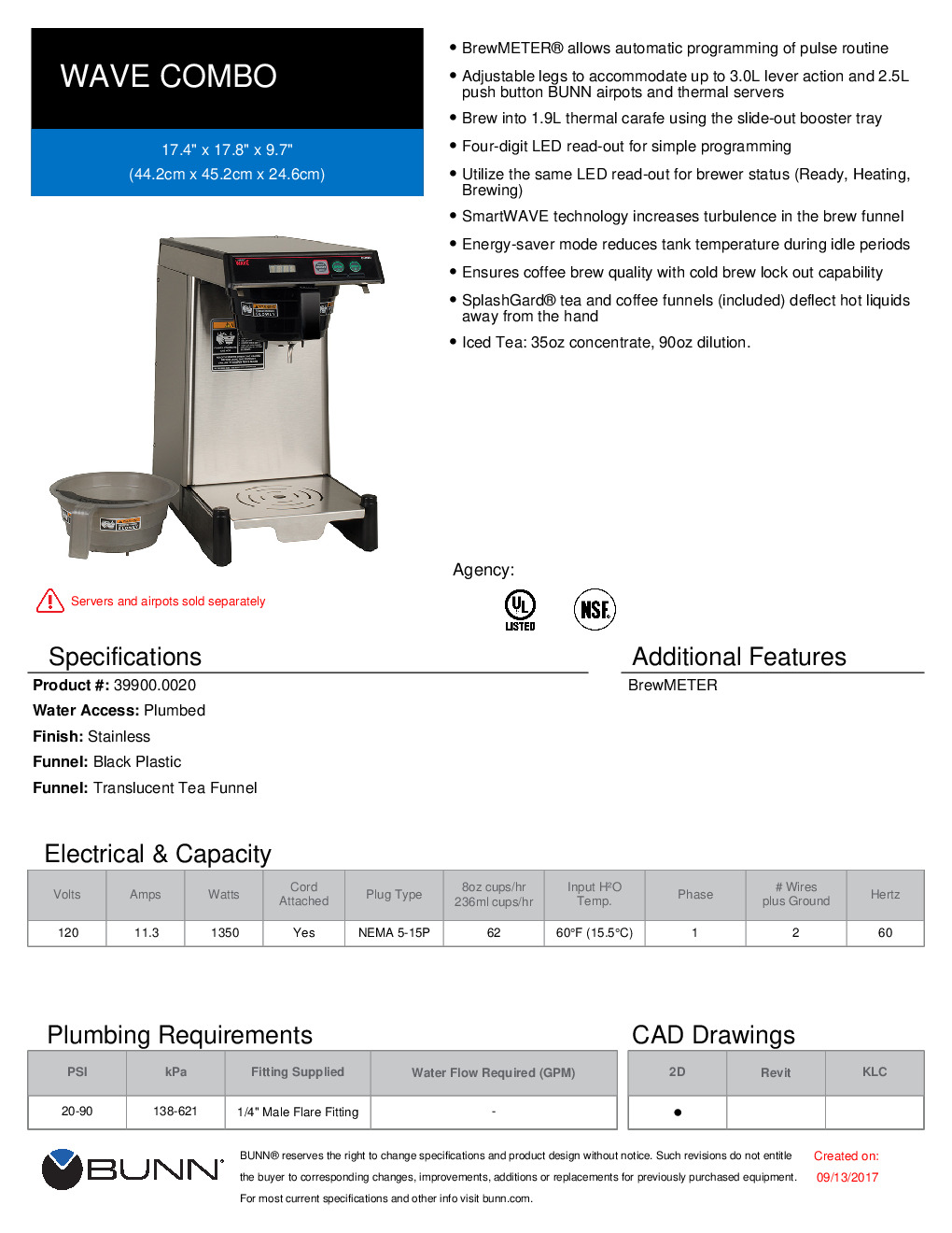 Bunn SmartWAVE Low Profile Automatic Airpot Coffee Brewer