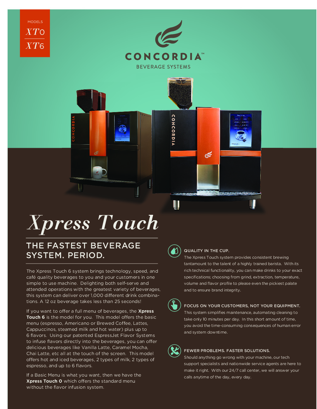 Concordia XPRESSTOUCH 6 Espresso Cappuccino Machine w/ 2 Hoppers, Superautomatic, 150 Cups/Hr.