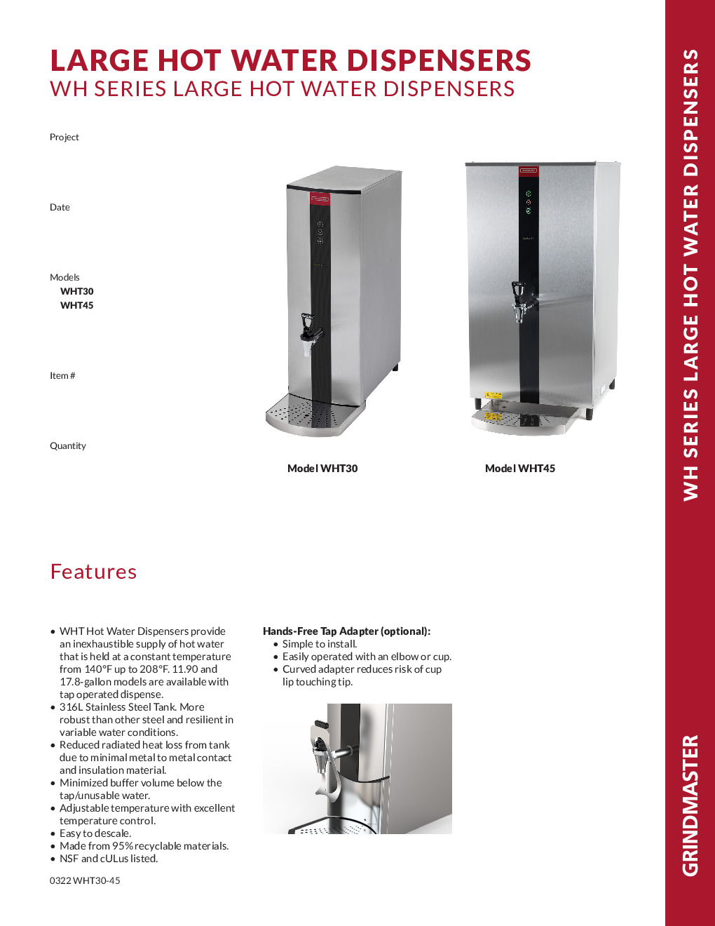 Grindmaster-UNIC-Crathco WHT45-120 Hot Water Dispenser
