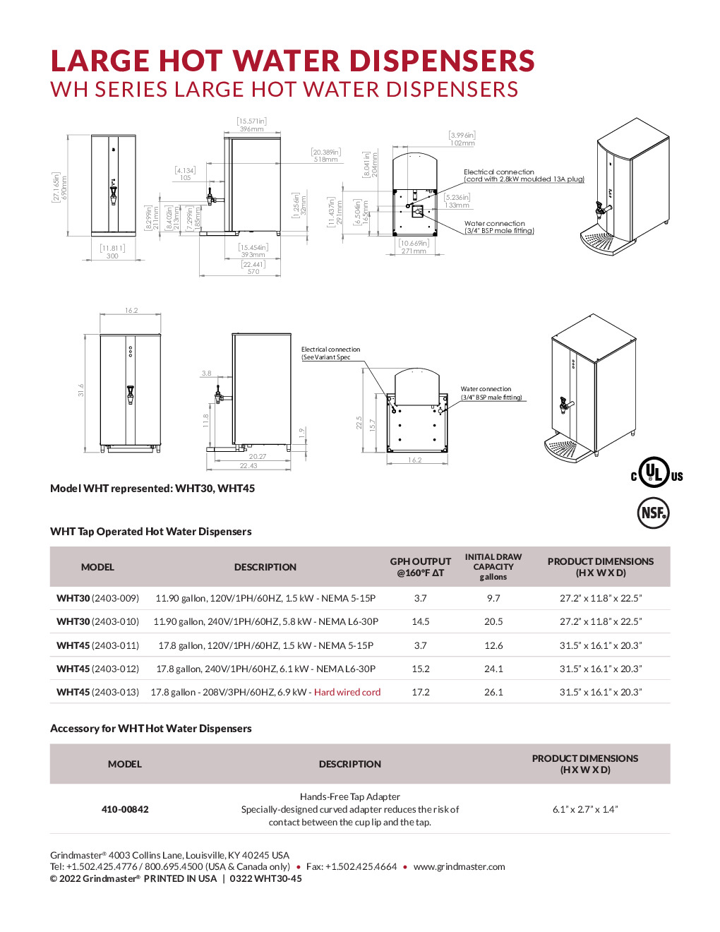 Grindmaster-UNIC-Crathco WHT45-120 Hot Water Dispenser