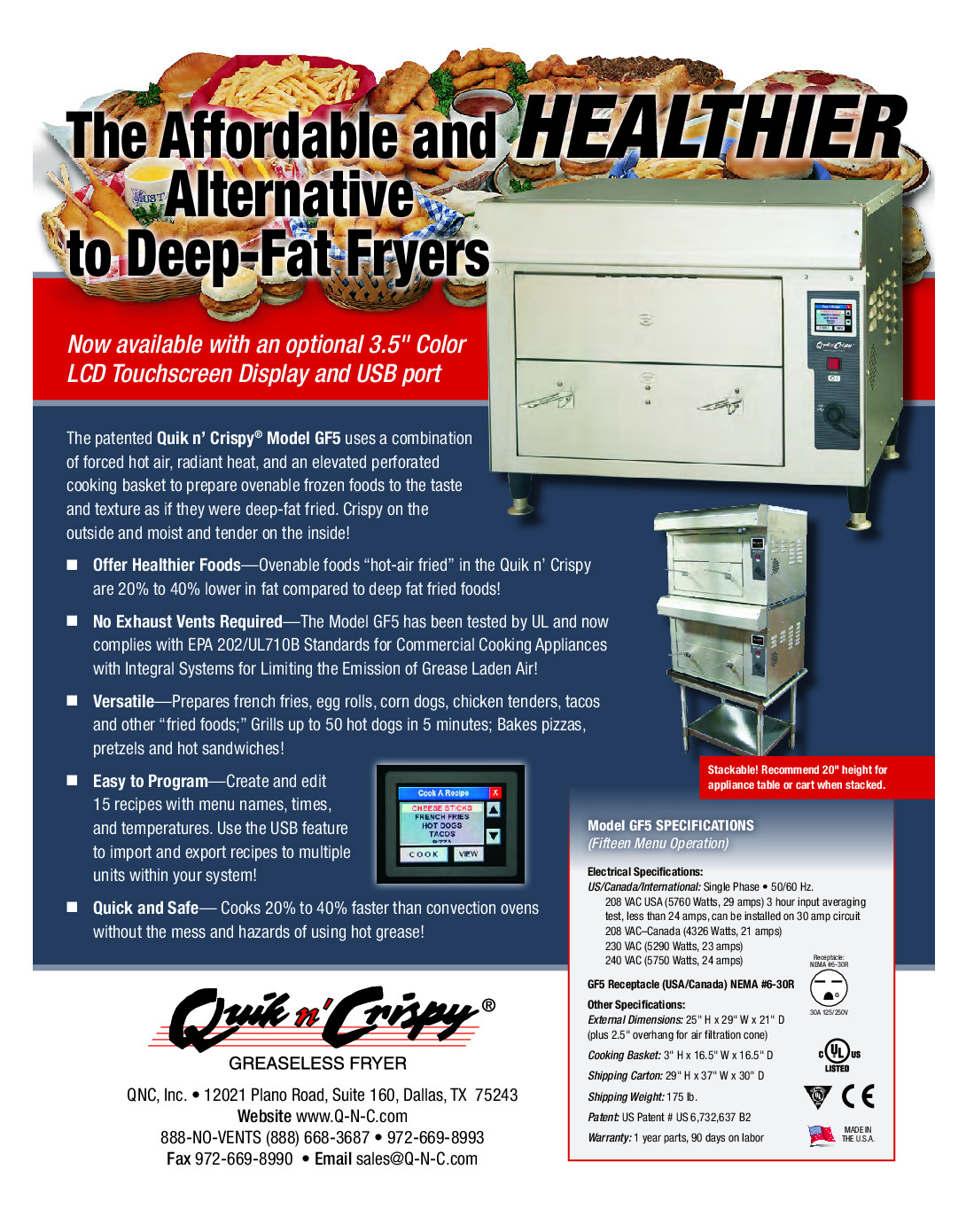 DoughXpress 900009 GF5 Countertop Greaseless Commercial Air Fryer w/ 5 lb., 24.0 Amps, 240v