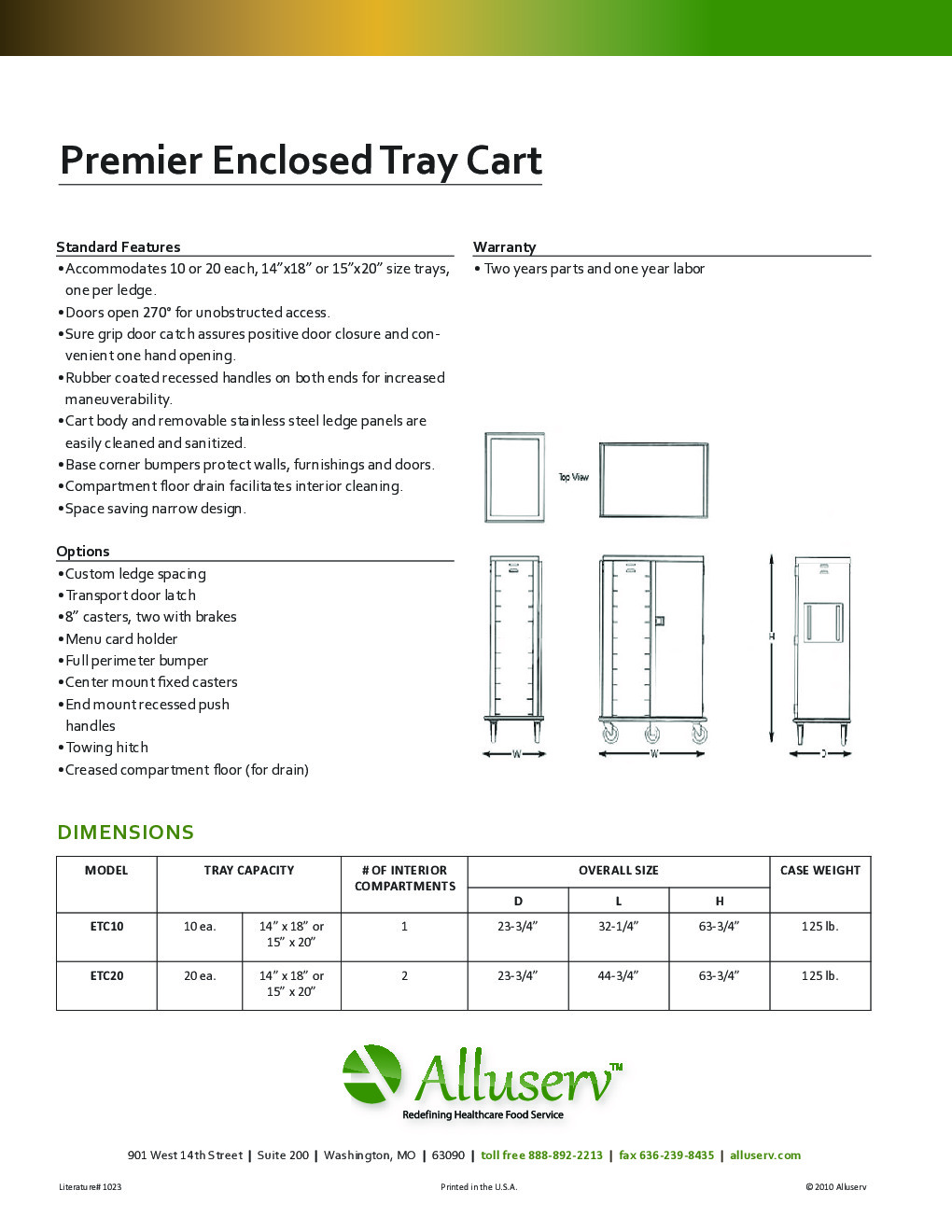 Alluserv ETC10 Meal Tray Delivery Cabinet