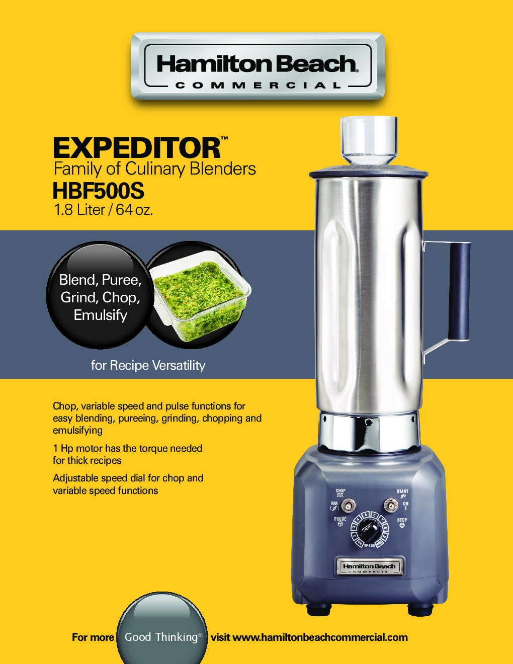 Hamilton Beach HBF500S-CE Countertop Food Blender