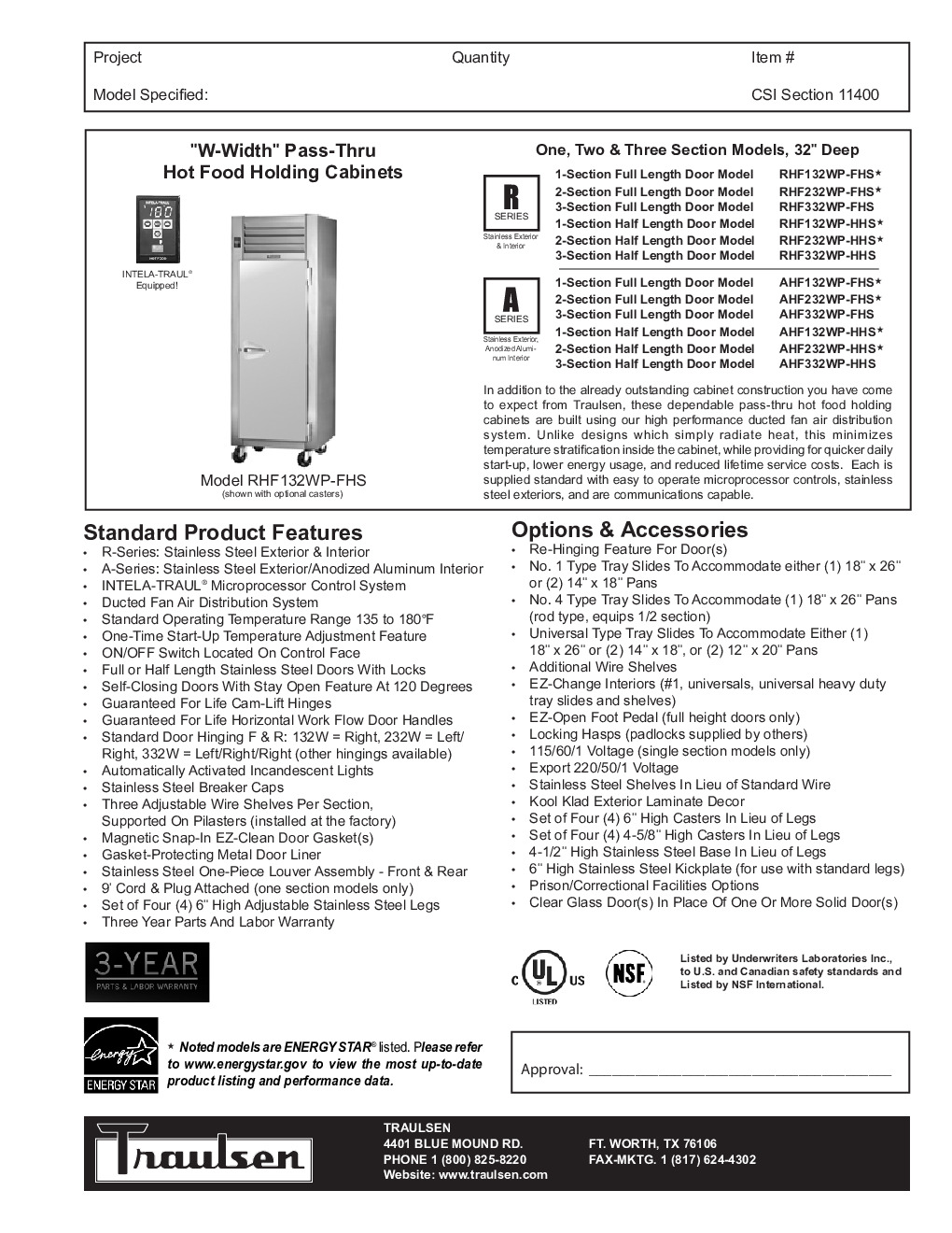 Traulsen RHF232WP-FHG Pass-Thru Heated Cabinet