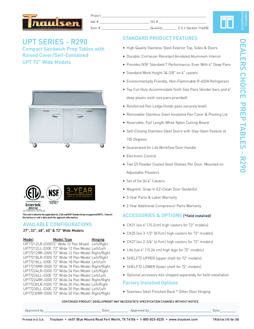 Traulsen UPT7212LL-0300 Sandwich / Salad Unit Refrigerated Counter