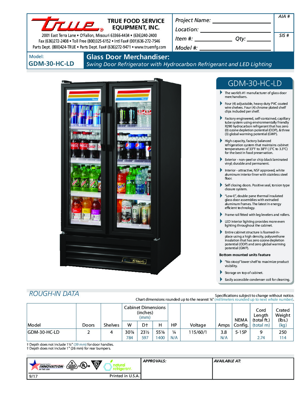 True GDM-30-HC-LD Merchandiser Refrigerator