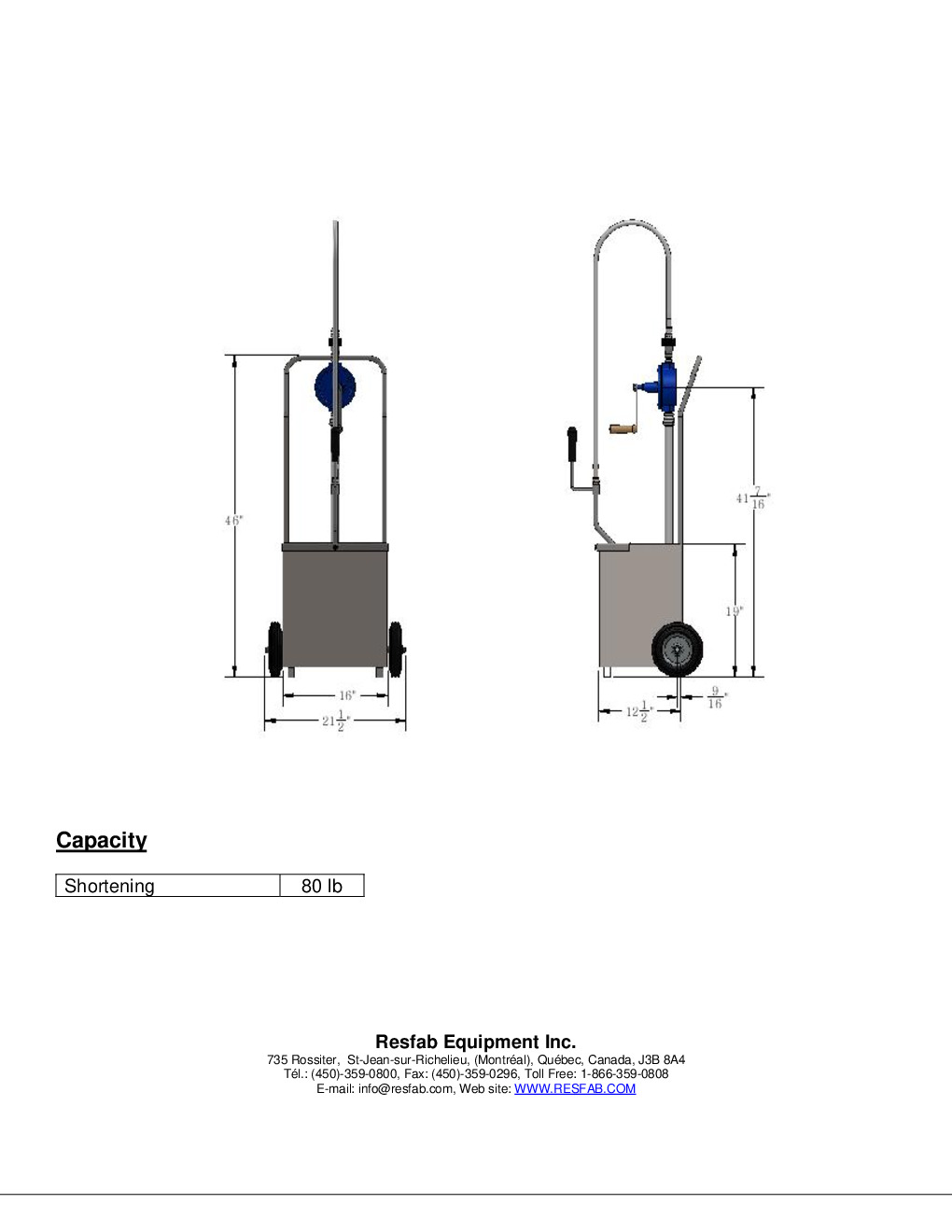 Resfab OM-80 Shortening Disposal Oil Caddy