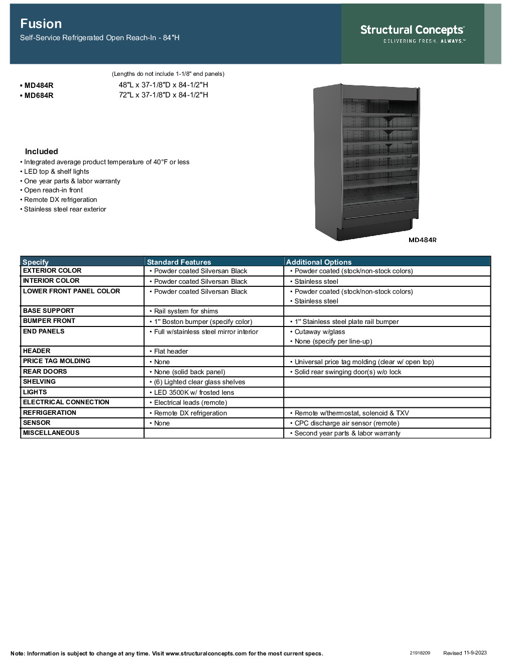 Structural Concepts MD684R Self-Serve Refrigerated Display Case
