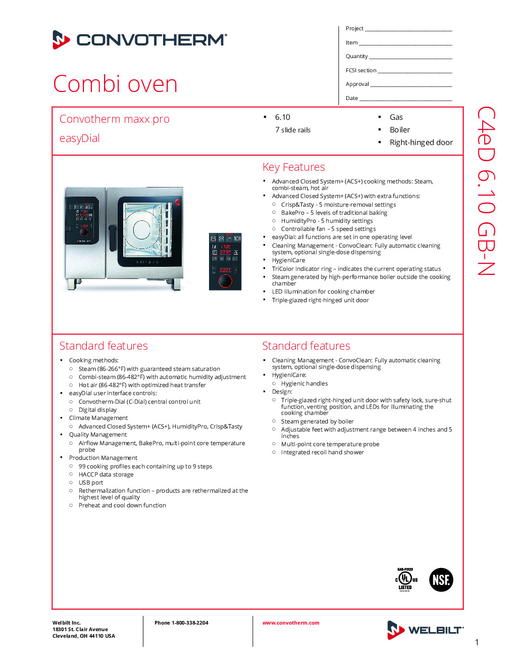 Convotherm C4 ED 6.10GB-N Half Size Gas Combi Oven with easyDial Controls