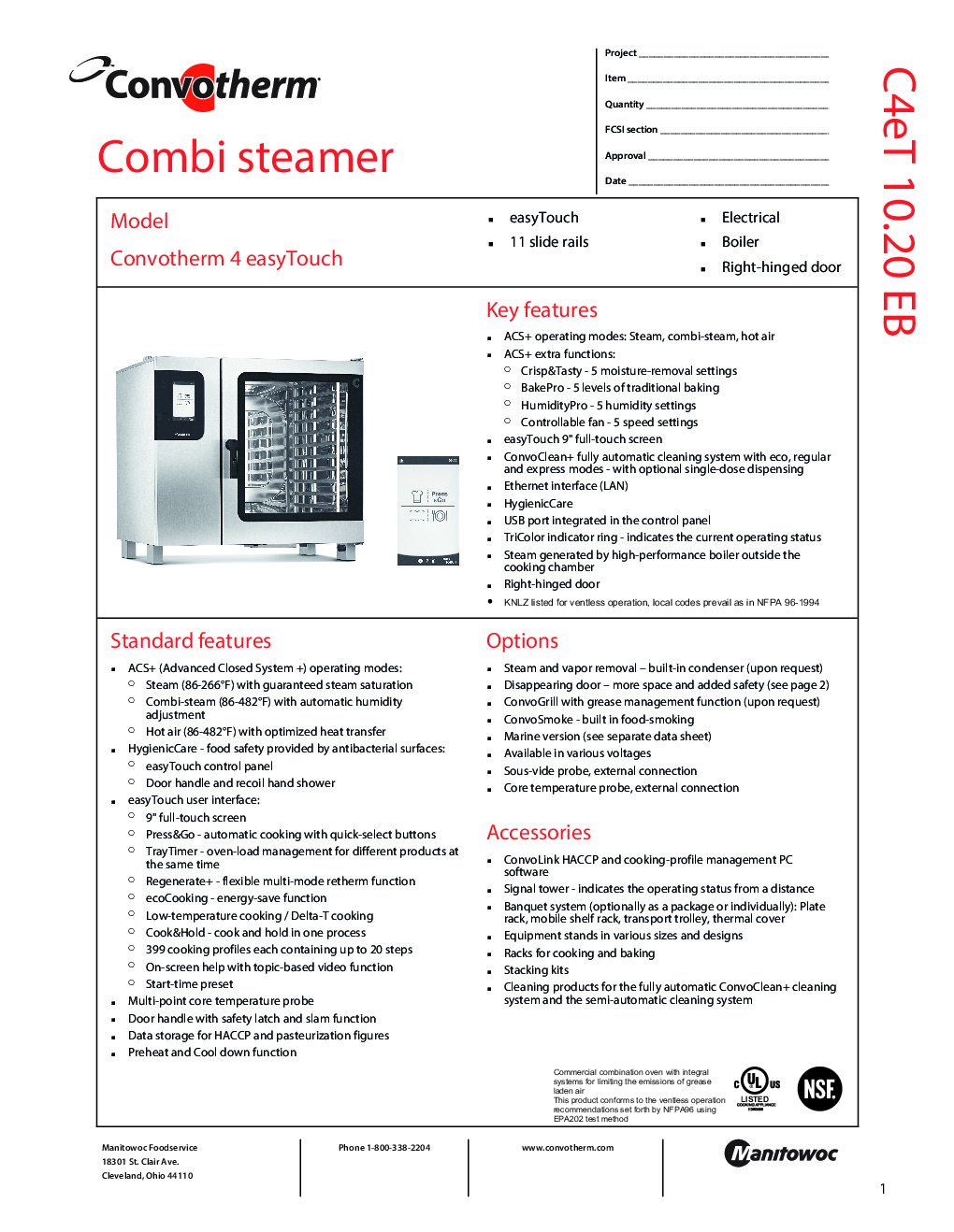 Convotherm C4 ET 20.20EB-N DD SGL Electric Combi Oven