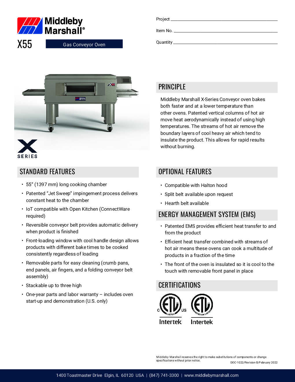 Middleby Marshall X55-3 Conveyor Gas Oven