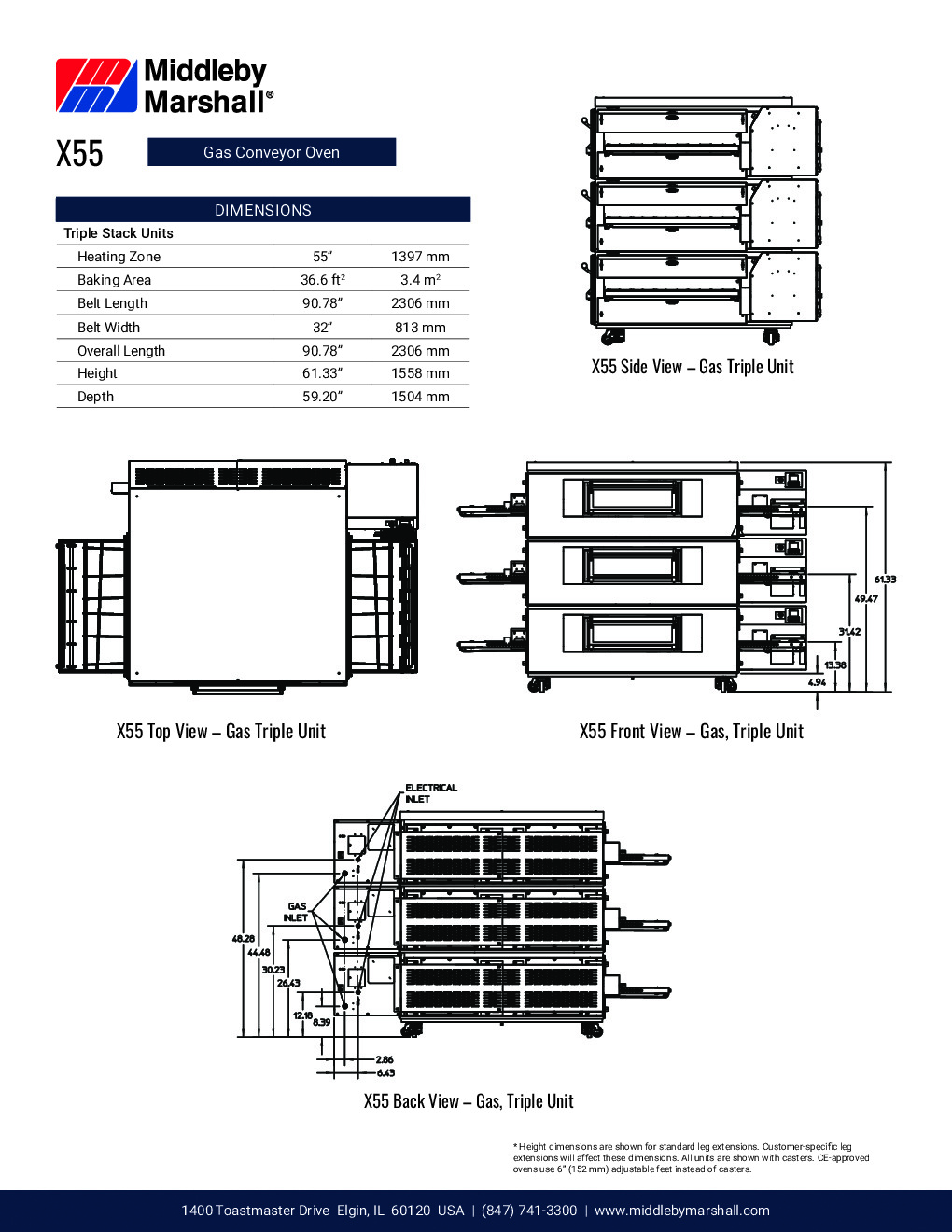 Middleby Marshall X55-3 Conveyor Gas Oven