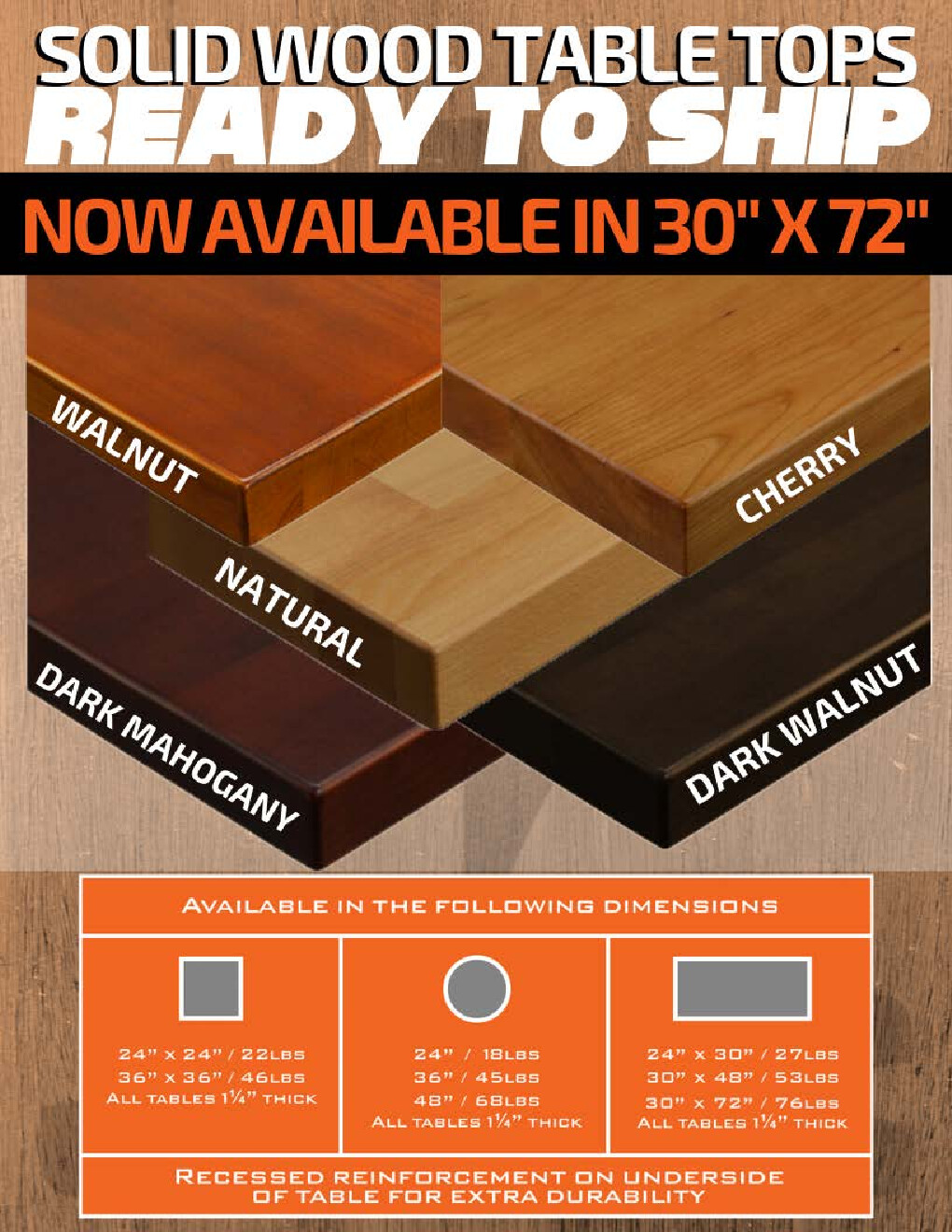 JMC Furniture SOLID WOOD 30X42 DARK WALNUT Wood Table Top
