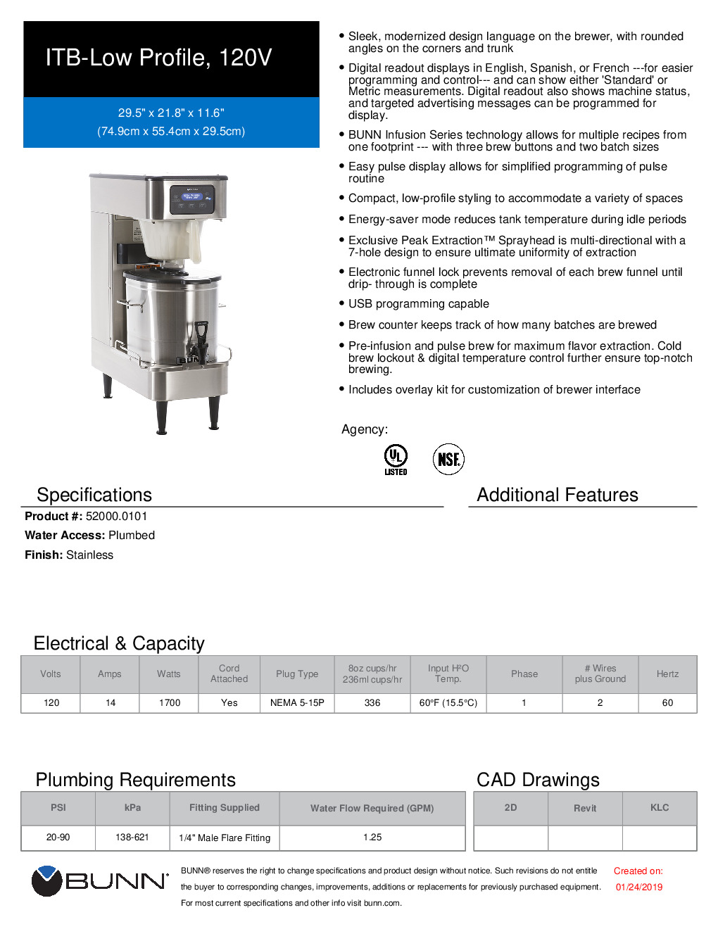 ITB-Low Profile, 120V - Iced Tea - BUNN Commercial Site