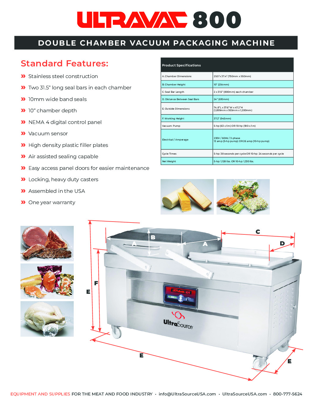 Alfa International ULTRAVAC 800 Food Packaging Machine